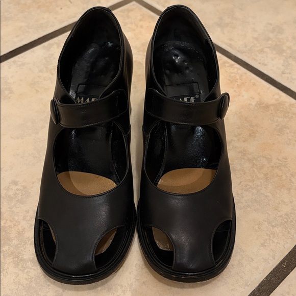 MARE Maryjane Italian Leather Peep Toe Block Heel - Picture 11 of 11